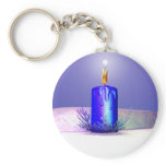 Christmas Candle Night Blue Key Chain