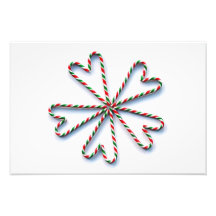 Christmas Candy Cane Heart Flower Photo Print