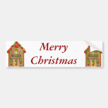 Christmas Candy Gingerbread House Bumper Sticker