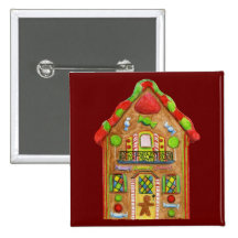 Christmas Candy Gingerbread House Buttons