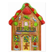 Christmas Candy Gingerbread House Post Card