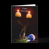 Christmas Card Candles and Glass,