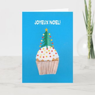 Christmas Card, French Cupcake with Christmas Tree card