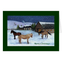 CHRISTMAS CARD: HORSES, SNOW: ART