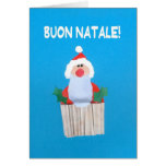 Christmas Card, Italian, Cupcake with Santa