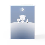 Christmas Card Kawaii Polar Bears Moon Star