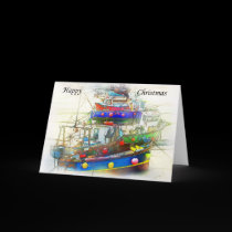 Christmas card of boats cards