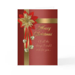 Christmas card red and gold bells
