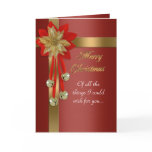 Christmas card red and gold bells