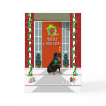 Christmas Card - Rottweiler Dog on Porch