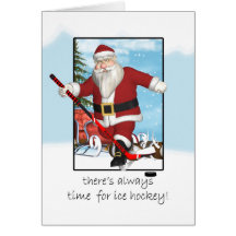Christmas Card, Santa Ice Hockey Practice