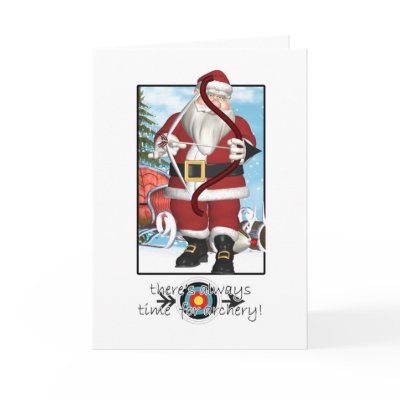 Christmas Card, Santa Playing Archery