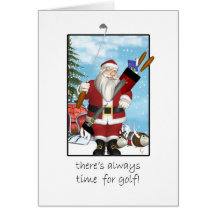 Christmas Card, Santa Playing Golf