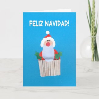 Christmas Card, Spanish, Cupcake with Santa card