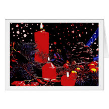 Christmas card three red candles Pop Art Karten