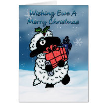 Christmas Card With Sheep - Wishing Ewe A Merry Ch