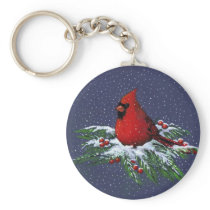 CHRISTMAS CARDINAL: BIRD: ART: SNOW