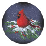 CHRISTMAS CARDINAL: BIRD: ART: SNOW