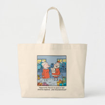 Christmas Cartoon Santas Good and Bad List Tote Bags