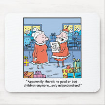Christmas Cartoon Santas Good and Bad List Mousepads