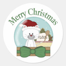 Christmas Cat Kitten Holiday Christmas Snowglobes Sticker