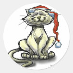 Christmas Cat Round Sticker