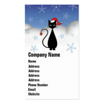 Christmas Cat with Snowflakes Business Card Templates