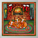 Christmas Cats Art Poster / Print