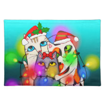 Christmas Cats & Lights American MoJo Placemat