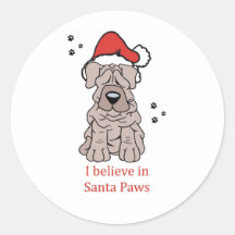 Christmas Chinese Shar Pei Round Sticker