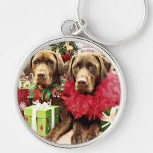 Christmas - Chocolate Labrador - Hershey & Zena Keychains