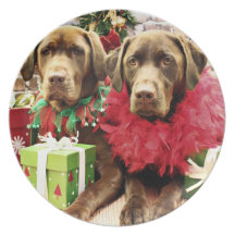 Christmas - Chocolate Labrador - Hershey & Zena Party Plate