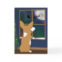 Christmas Corgi at Window cards