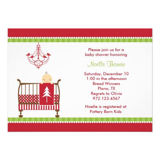 Christmas Crib Baby Shower Invitations