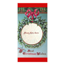 CHRISTMAS CROWN WITH MISTLETOES PHOTO CARD TEMPLATE