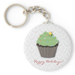 Christmas Cupcake Damask Keychain