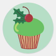 Christmas Cupcake Round Sticker