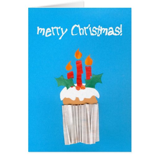 Christmas Cupcake with Candles Greeting Card