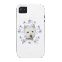 Christmas Cute Westie Dog Art and Snow flake Case For The iPhone 4