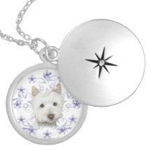 Christmas Cute Westie Dog Art and Snow flake Locket