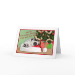 Christmas, Dad and Step Mum, Sleeping Cat cards