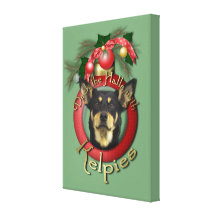 Christmas - Deck the Halls - Australian Kelpie Gallery Wrapped Canvas