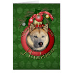 Christmas - Deck the Halls - Huskies - Copper Greeting Cards