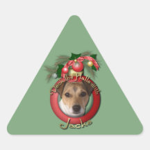 Christmas - Deck the Halls - Jack Russell Triangle Sticker