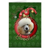 Christmas - Deck the Halls - Poodles - Apricot Greeting Cards