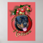 Christmas - Deck the Halls - Rotties - Harley Poster