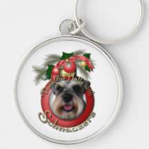Christmas - Deck the Halls - Schnauzers Key Chain