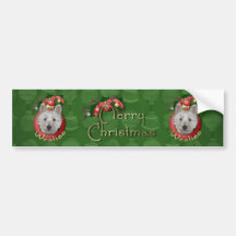 Christmas - Deck the Halls - Westies - Tank Bumper Stickers