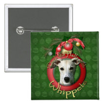Christmas - Deck the Halls - Whippets Pinback Buttons
