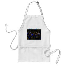 Christmas decorations with blue glass ornaments apron